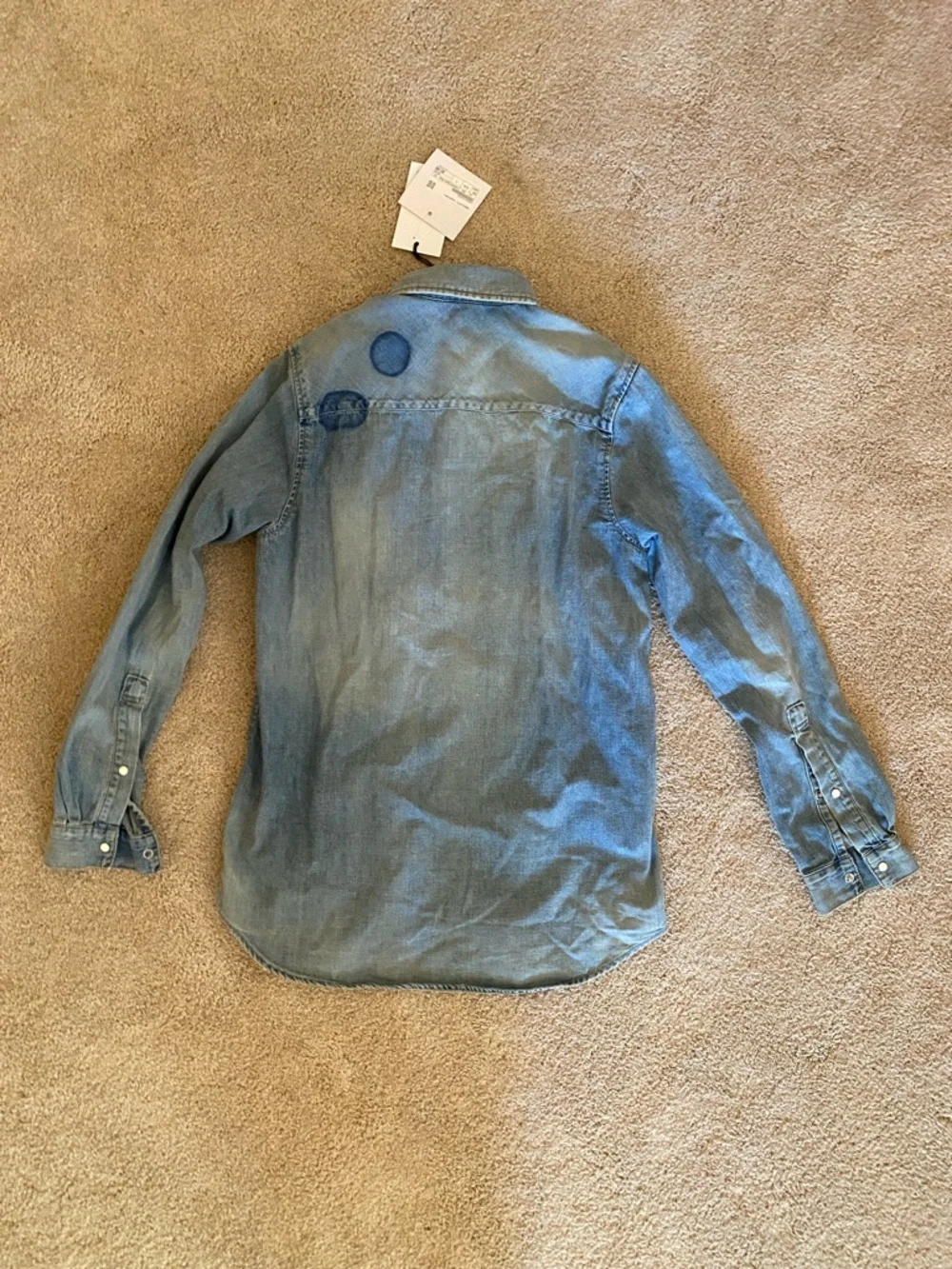 John Elliott Light Blue Denim Shirt with pearl Snaps - Picture 6 of 6
